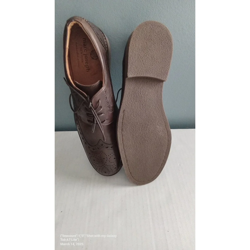 Marc‎ Joseph New York Wingtip Oxford Dress Shoes Leather Brown Brogue Size